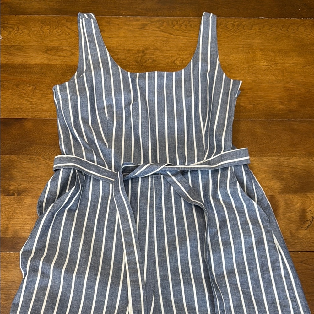 Vero Moda Blue and White Striped Jumpsuit with Tie Belt - Picture 5 of 12